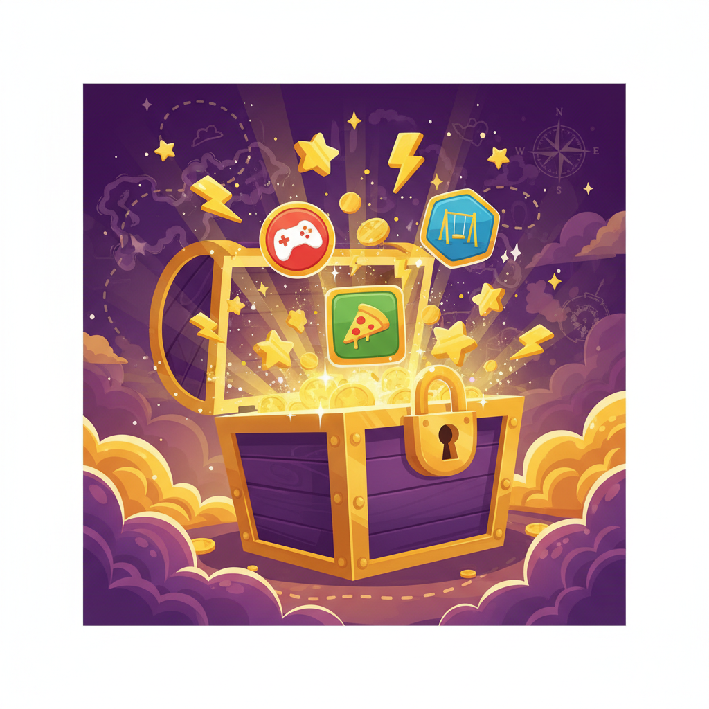 Treasure chest of rewards and sparks